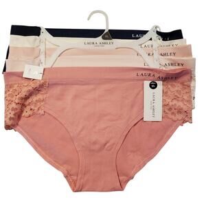 Laura Ashley NWT 5 pack panties stretch nylon spandex blend L‎